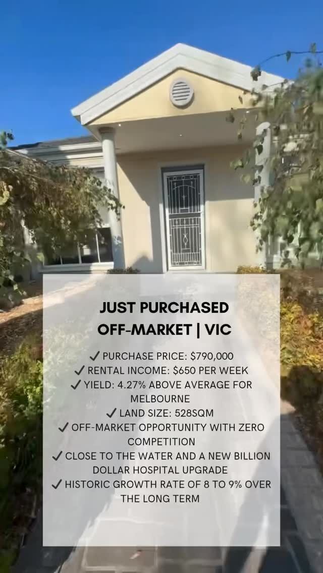 🚨 CRACKING PROPERTY PURCHASED FOR $790,000‼️ 

👉🏼High growth location with a proven track record of average annual growth around 8 to 9% P/A🔥 

👉🏼This area has experienced up to 100 people through a single open home and is hot property! 

- WE SECURED IT OFF MARKET ✅ 
- BELOW REPLACEMENT COST ✅ 
- LAND VALUE ALONE IS WORTH $550k ✅ 
- DOUBLE DIGIT % GROWTH EXPECTED ✅ 

For more information about our services, visit www.ypyw.com.au 📩

#investment #realestateinvesting #buyersagentoftheyear #wealthcreation #ypyw #propertyinvesting